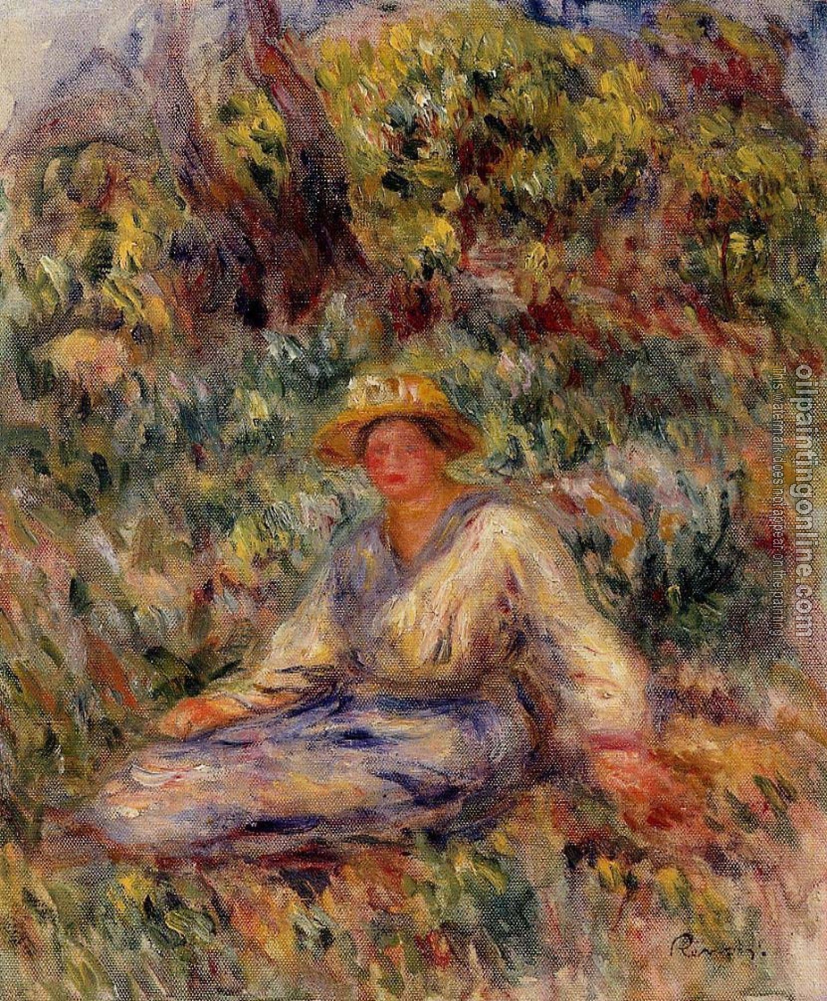 Renoir, Pierre Auguste - Woman in Blue in a Landscape